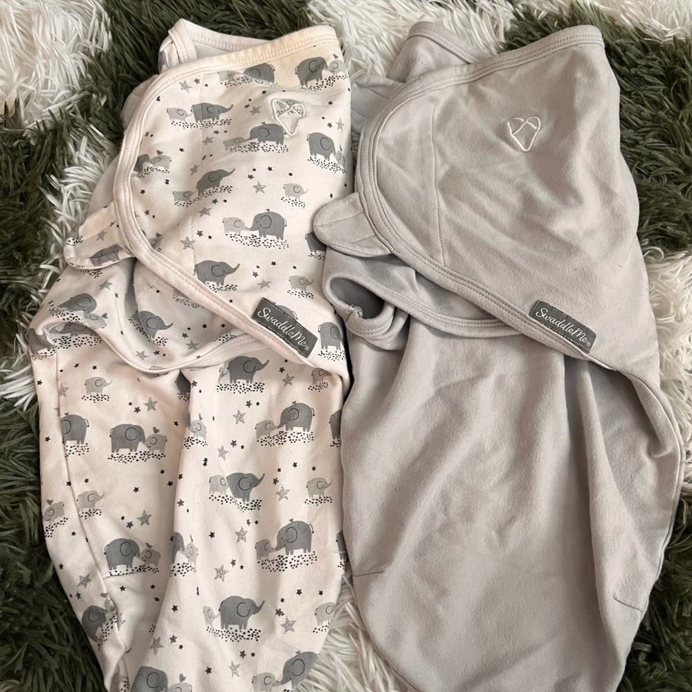SwaddleMe Elephant Print and Solid Gray Sleep Sacks